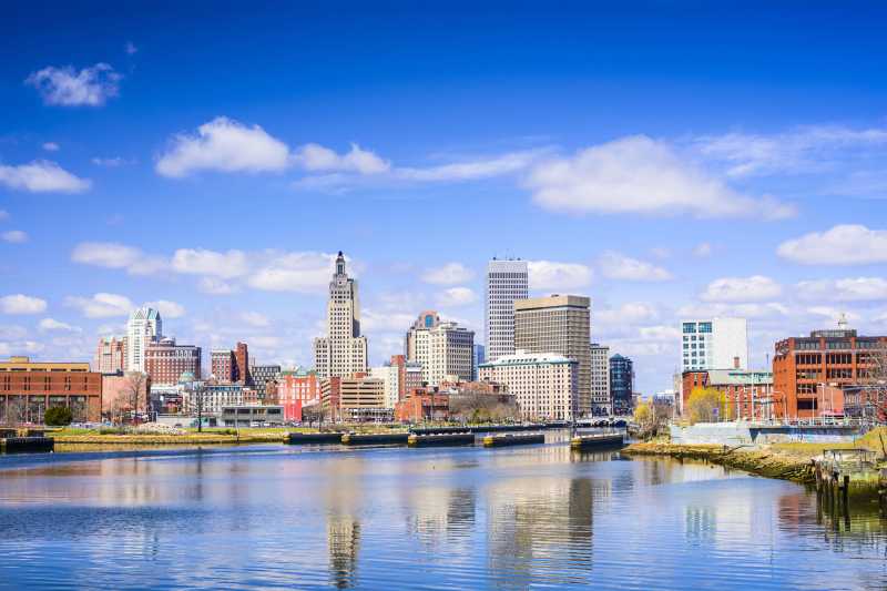 Providence skyline on the river, Rhode Island