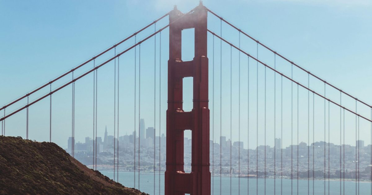 Classic view of the Golden Gate Bridge with the San Francisco skyline in the background.