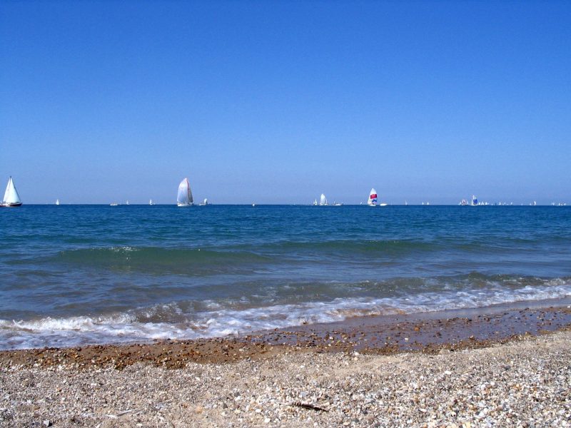 Sailboats on Lake Huron off Sarnia, Ontario