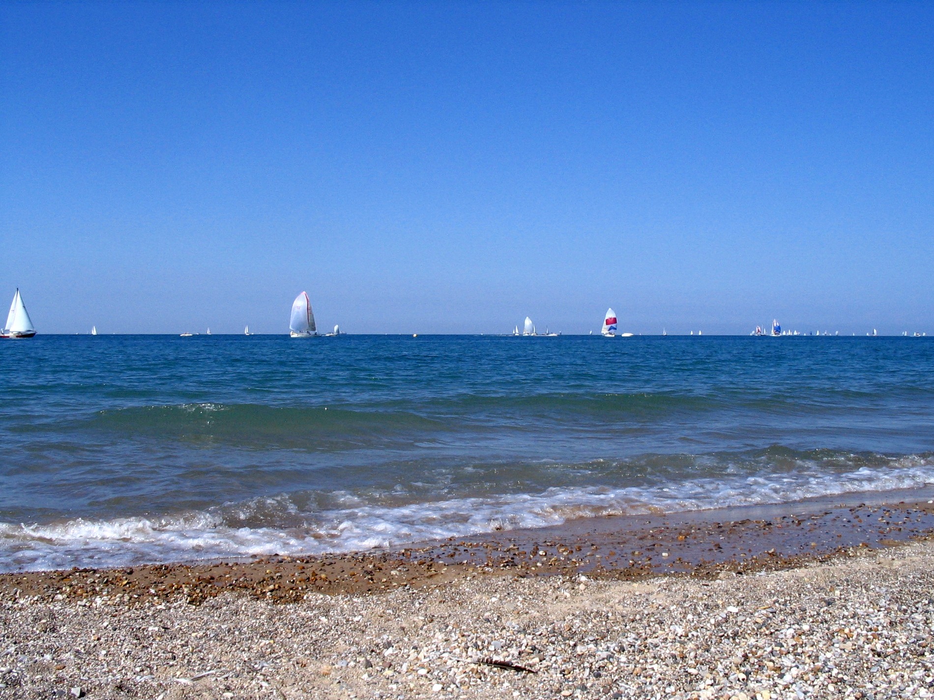 Sailboats on Lake Huron off Sarnia, Ontario
