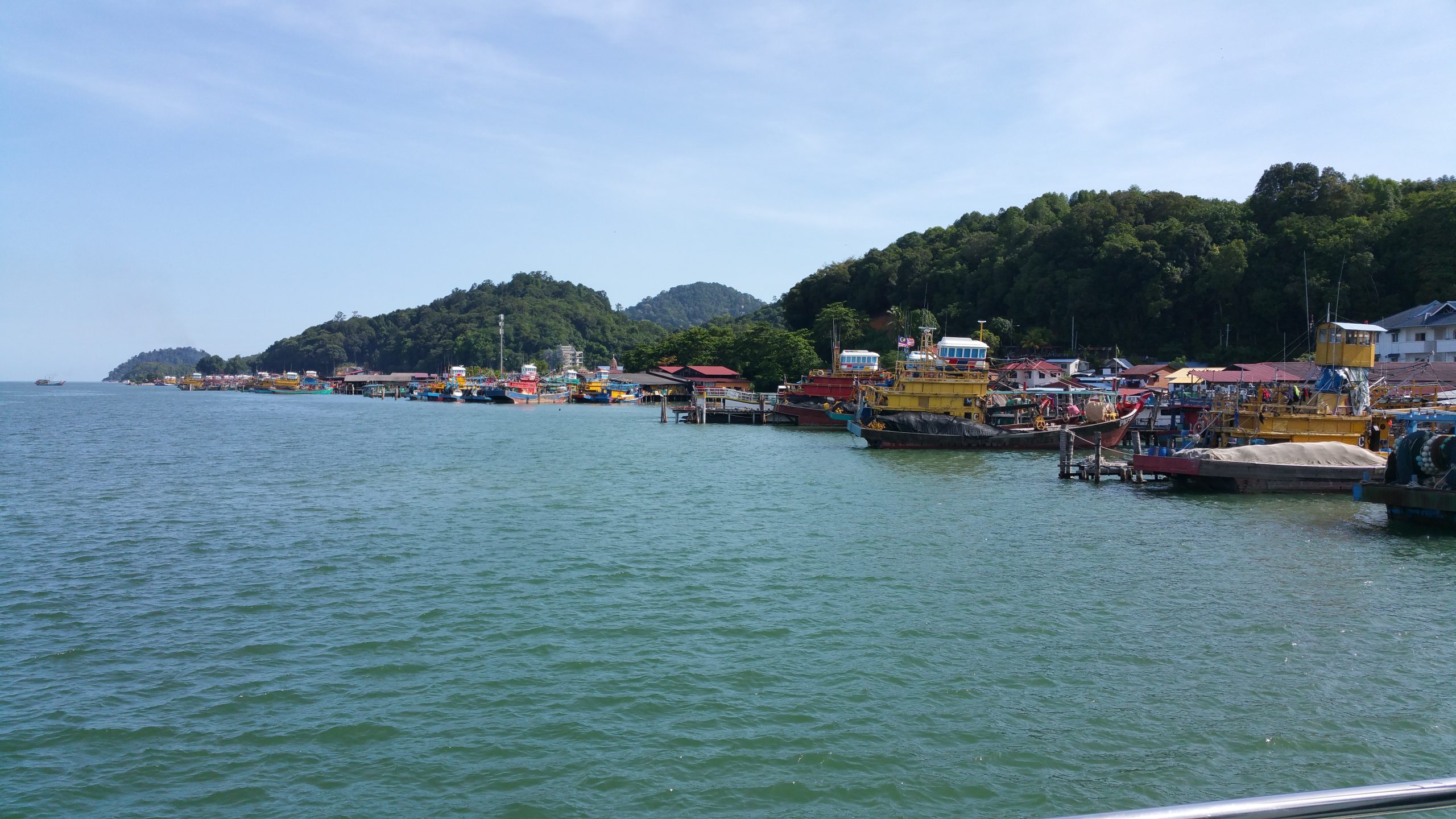 Boats along the shore of Pangkor Island, Malaysia