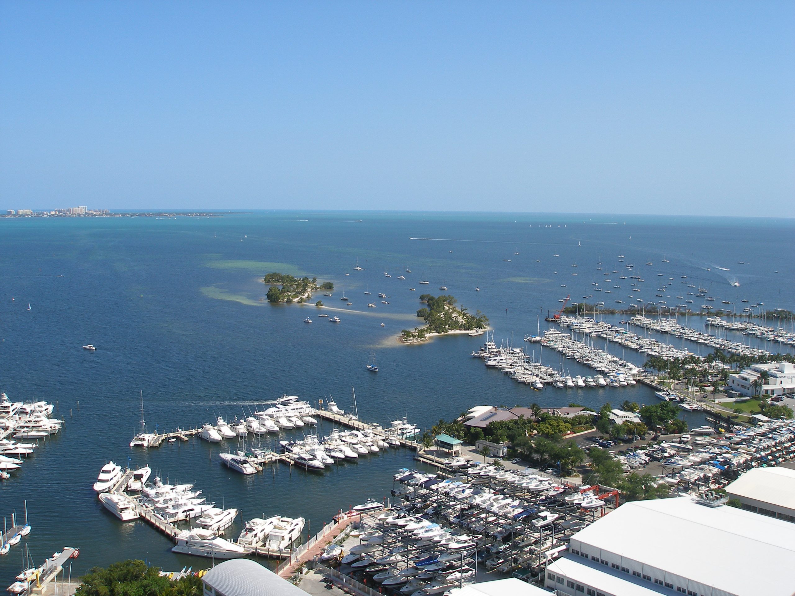 Marinas and yachts on Biscayne Bay at Coconut Grove, Miami